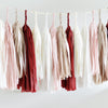 Burgundy blush tassel garland - various lenghts - Decopompoms