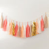 Coral, nudes and gold tissue paper tassel garland - various lengths - Decopompoms