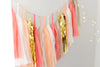 Coral, nudes and gold tissue paper tassel garland - various lengths - Decopompoms