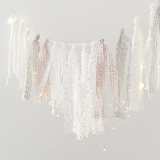 Crochet ribbon Tassel Garland Banner - Decopompoms