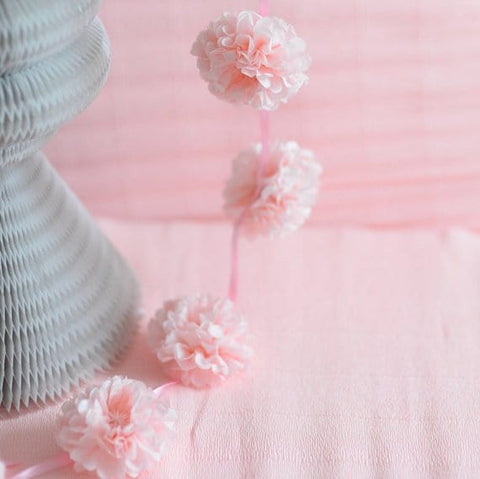 Pink Grey & White Pom Pom Decorative Garland