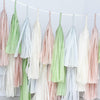 Dusty blush and green tassel garland - various lengths - Decopompoms