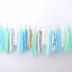 FROSTY BLUE tassel garland - various lengths - Decopompoms