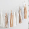 Neutral, champagne and bit of gold tassel garland - various lengths - Decopompoms