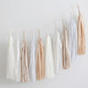 Neutral, champagne and bit of gold tassel garland - various lengths - Decopompoms