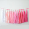 Ombre pink tissue paper tassel garland - Decopompoms