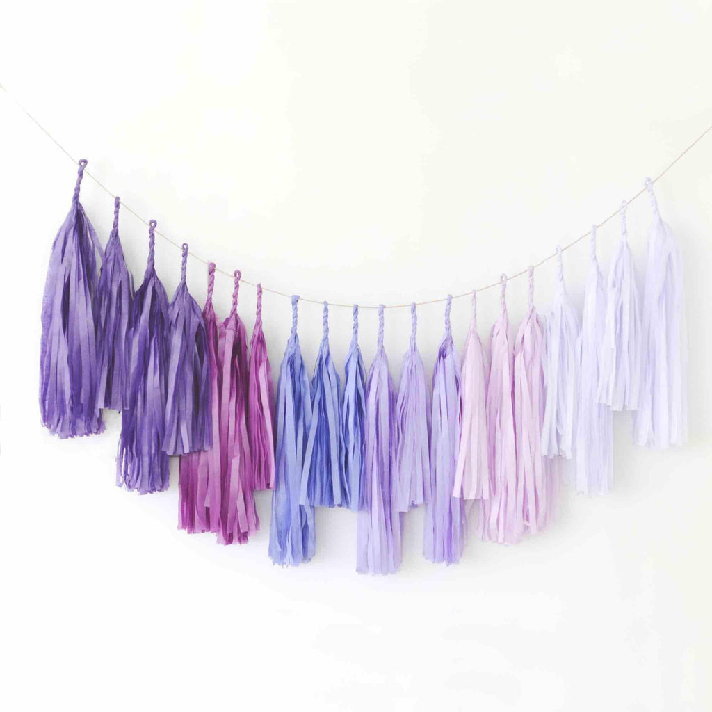 OMBRE PURPLE tassel garland - Decopompoms