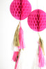 Paper Honeycomb ball with tassel tail - custom color - Decopompoms