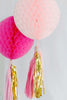 Paper Honeycomb ball with tassel tail - custom color - Decopompoms