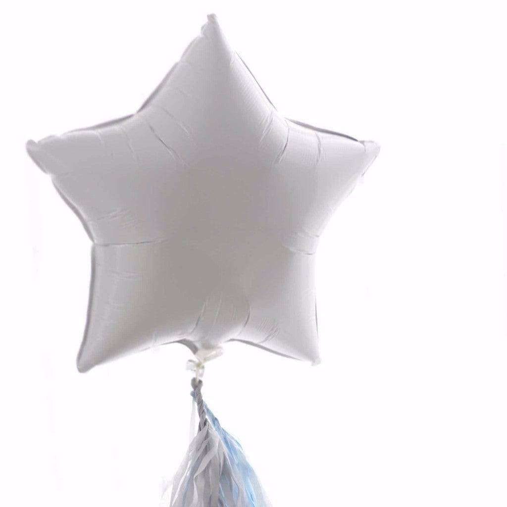 White Star Foil Balloon 20" with tassel tail - Decopompoms