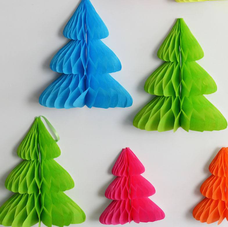 Christmas tree - Paper Honeycomb - custom color - 12" / 30 cm - Decopompoms