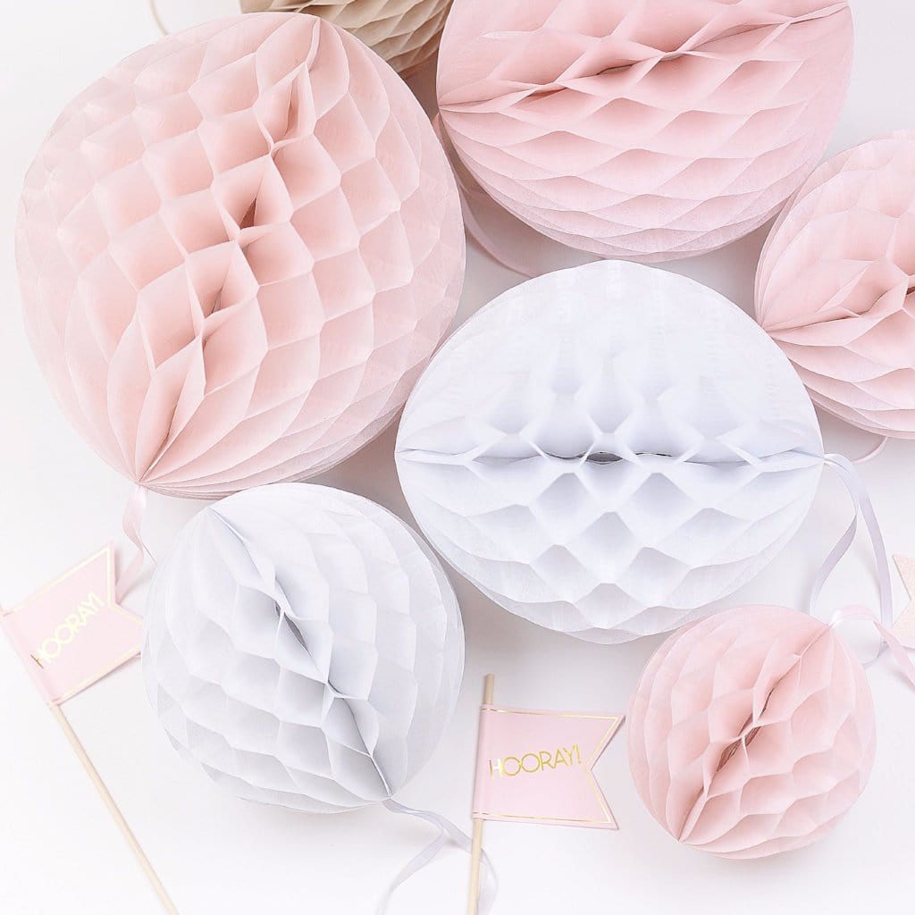 Dusty blush Paper Honeycomb party set - Decopompoms