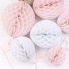 Dusty blush Paper Honeycomb party set - Decopompoms