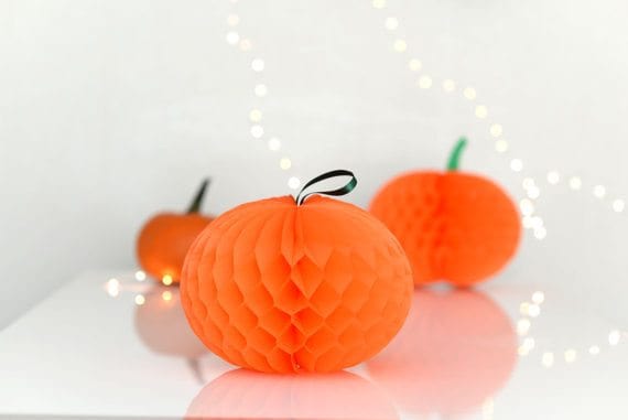 Honeycomb pumpkin decorations - Halloween decor - custom colors - Decopompoms
