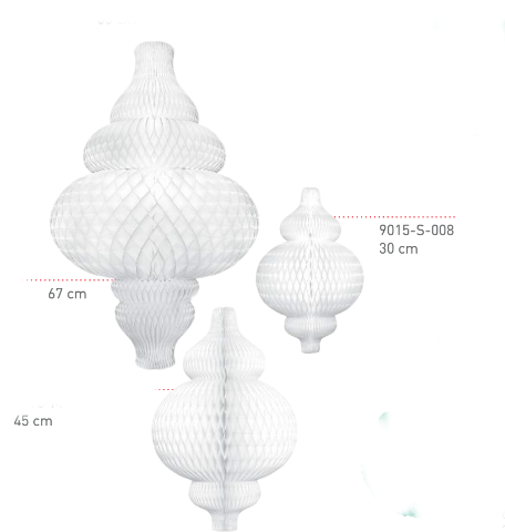 Paper honeycomb ornaments decorations | paper baubles | white Christmas decor | various shapes | centrepieces - Decopompoms