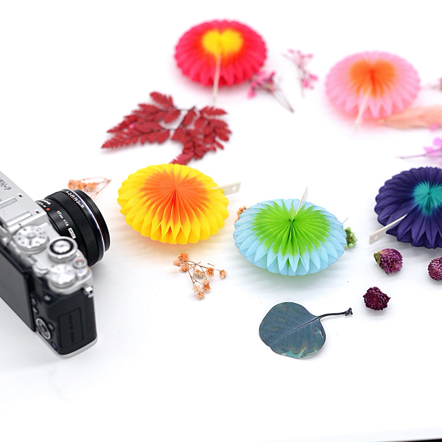 Mini paper fan set - Multi bright Color Party Decorations - Decopompoms