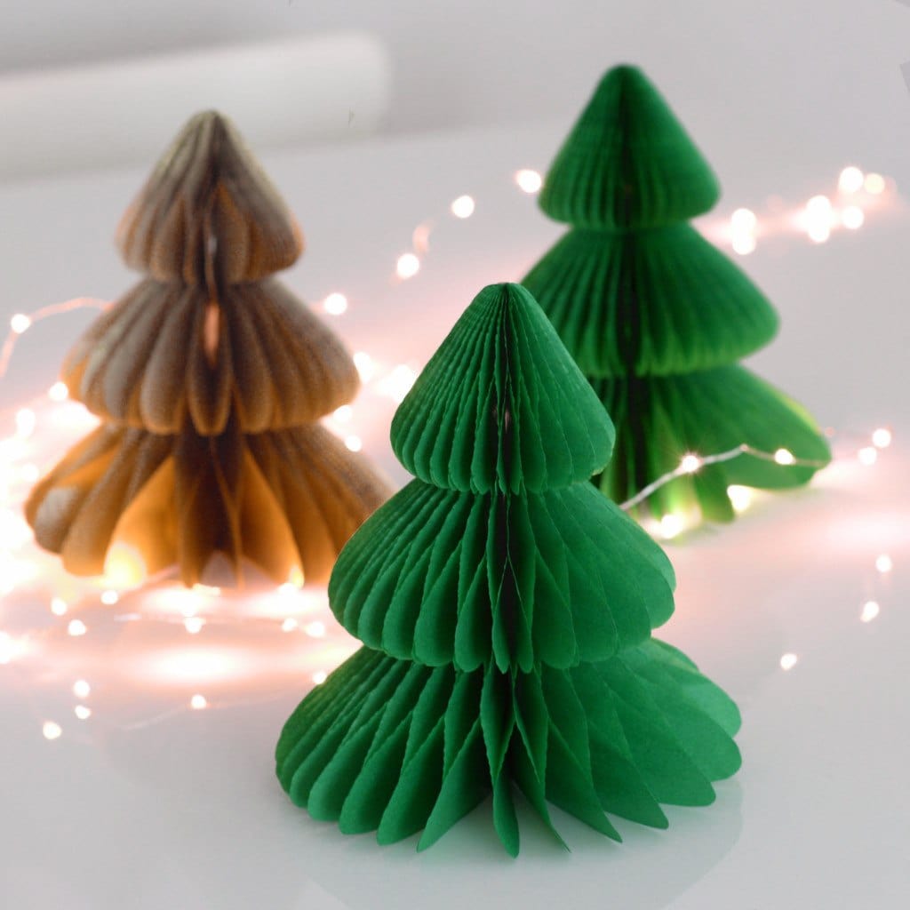 Shimmery / metallic color tissue paper honeycomb - Christmas tree - Decopompoms