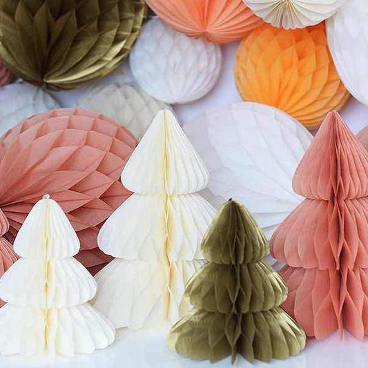 Paper Honeycomb Christmas tree set of 5 - custom colors - Decopompoms