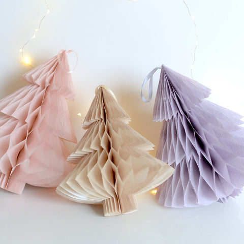 Vintage Christmas tree - Tissue Paper Honeycomb - custom colours - Decopompoms