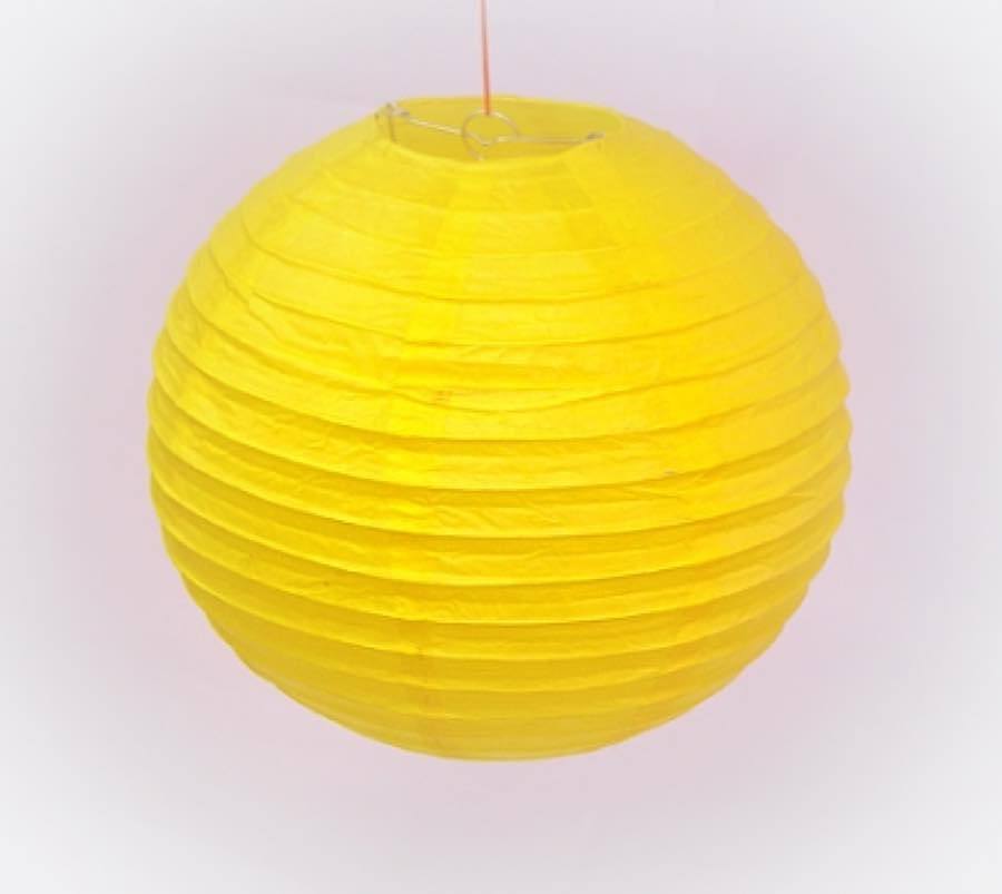 12 Inch Yellow Round Lantern with LED light / no led light - Decopompoms