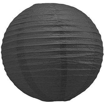 Black round paper lantern with LED light / no led light - Decopompoms