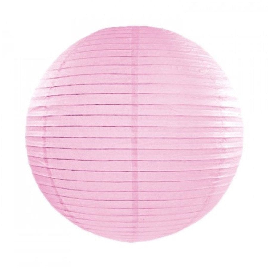 Light pink round paper lantern with LED light / no led light - Decopompoms