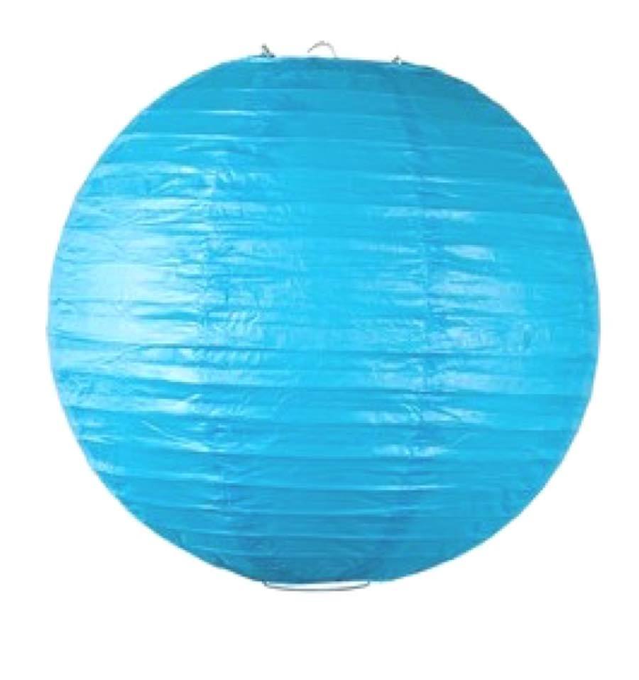 Turquoise Round Paper Lantern with LED light / no led light - Decopompoms