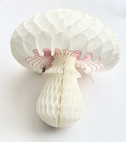 Large Paper honeycomb mushroom / off white with pink mushroom - forest birthday decor / paper party decor 46cm - Decopompoms