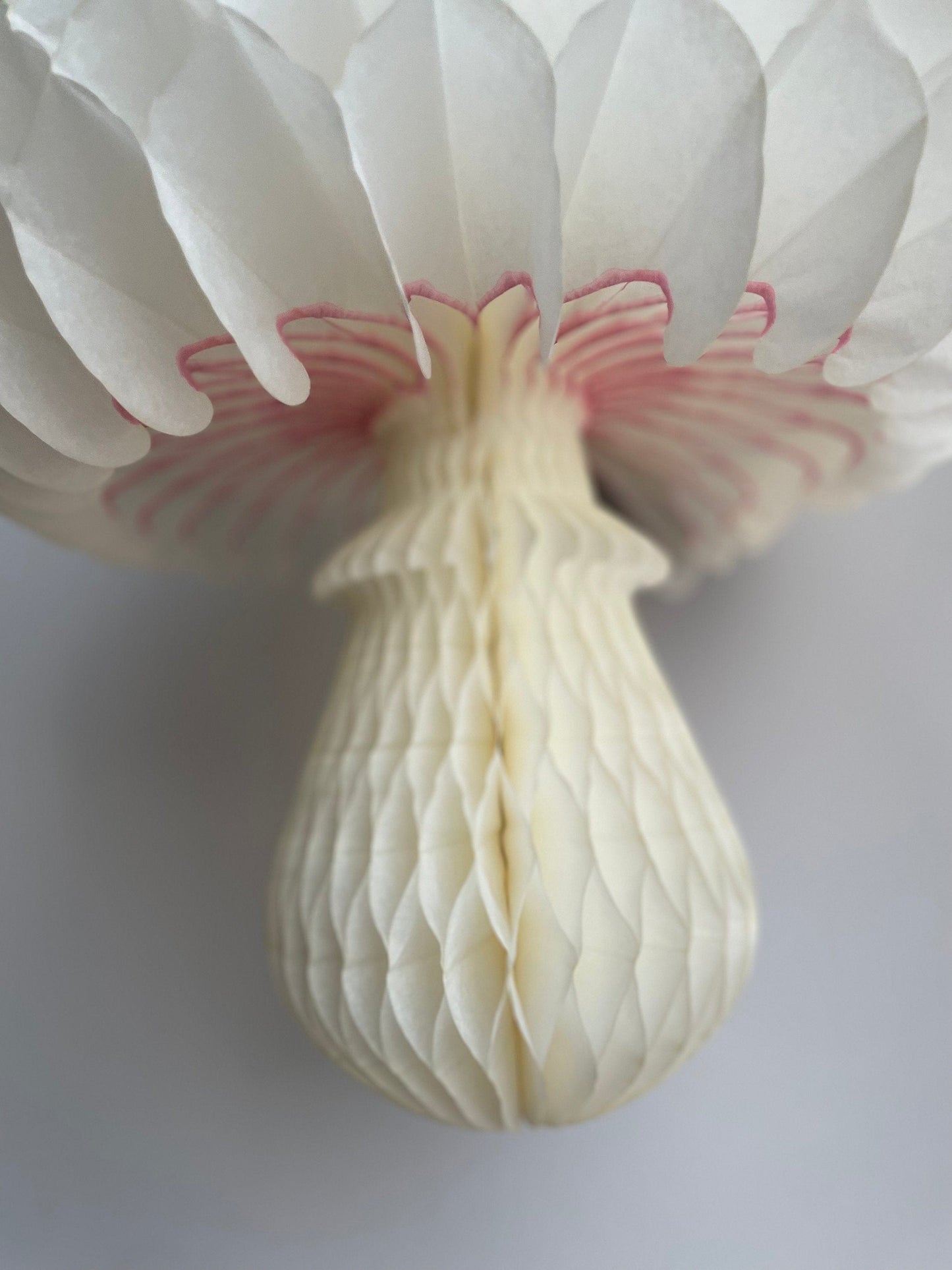 Large Paper honeycomb mushroom / off white with pink mushroom - forest birthday decor / paper party decor 46cm - Decopompoms