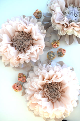 Dusty blush tissue paper flowers - Decopompoms