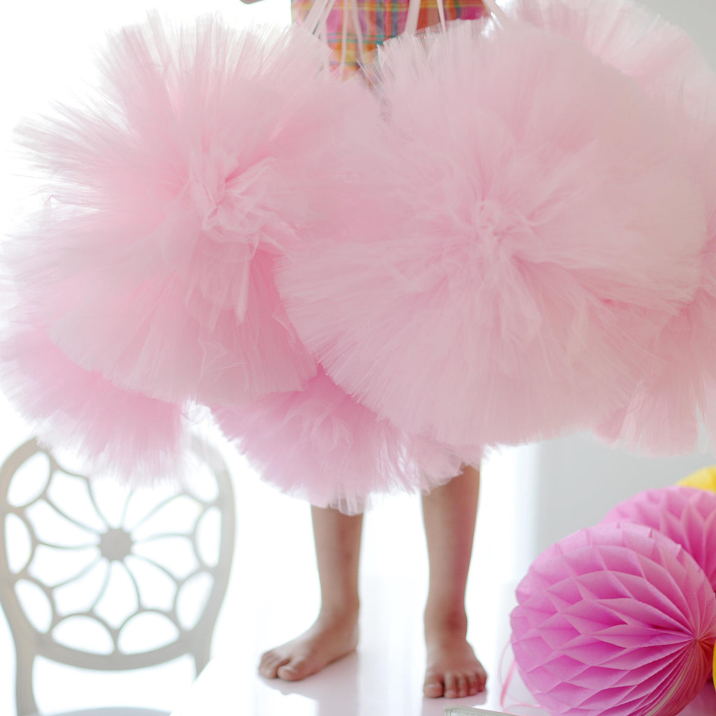 SALE - HUGE Baby pink tulle pom poms - set of 4 extra large pompoms - bridal, baby shower, nursery decorations - Decopompoms