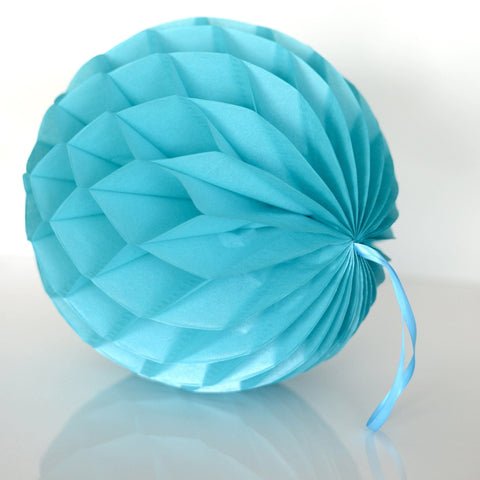 Pearlesence bright turquoise paper honeycomb - hanging party decoration - Decopompoms
