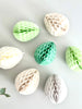 Paper Easter egg decoration | Sage green and neutral pastel colour Honeycomb paper eggs Decopompoms