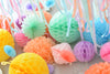 It's a party Paper pom pom and honeycomb balls party set | Mint, pink, lilac, peach Tissue paper pompoms - Decopompoms