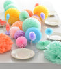 It's a party Paper pom pom and honeycomb balls party set | Mint, pink, lilac, peach Tissue paper pompoms - Decopompoms