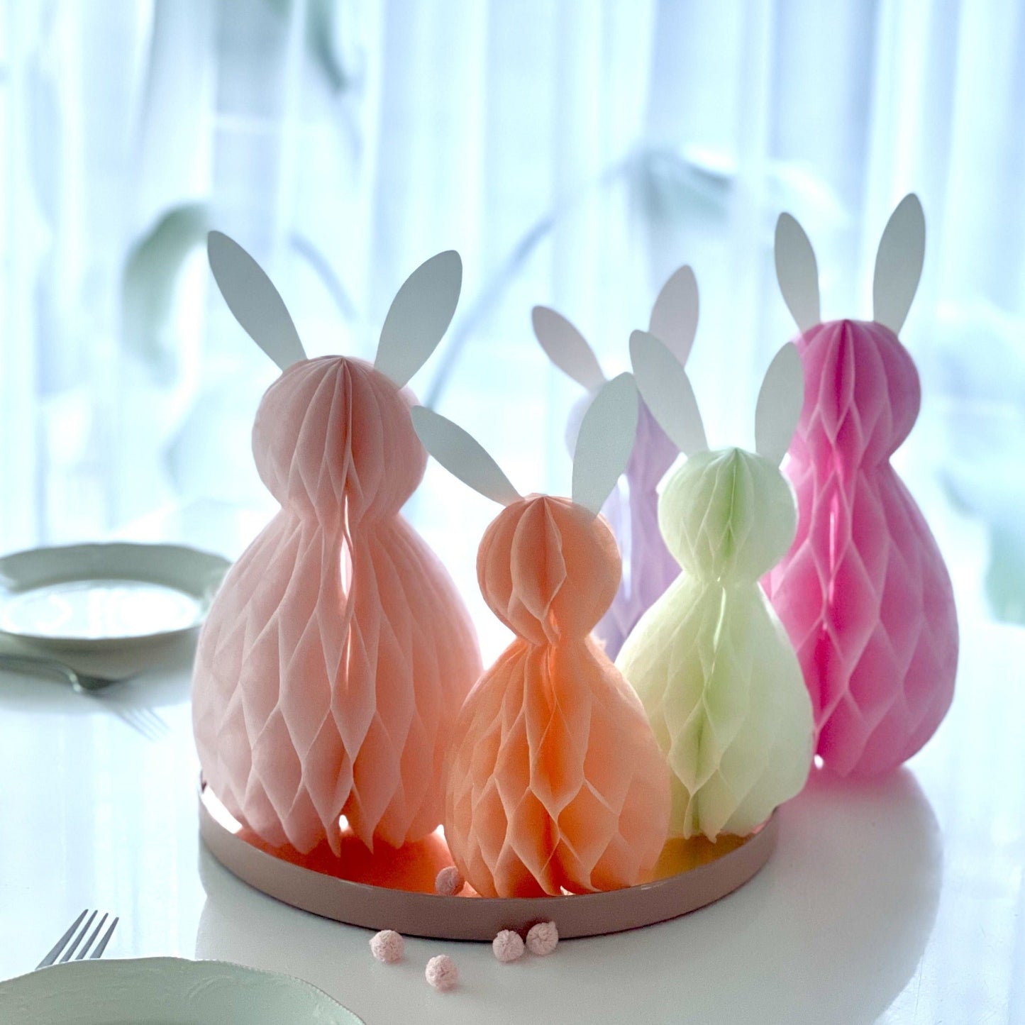 Paper honeycomb bunny set - Decopompoms