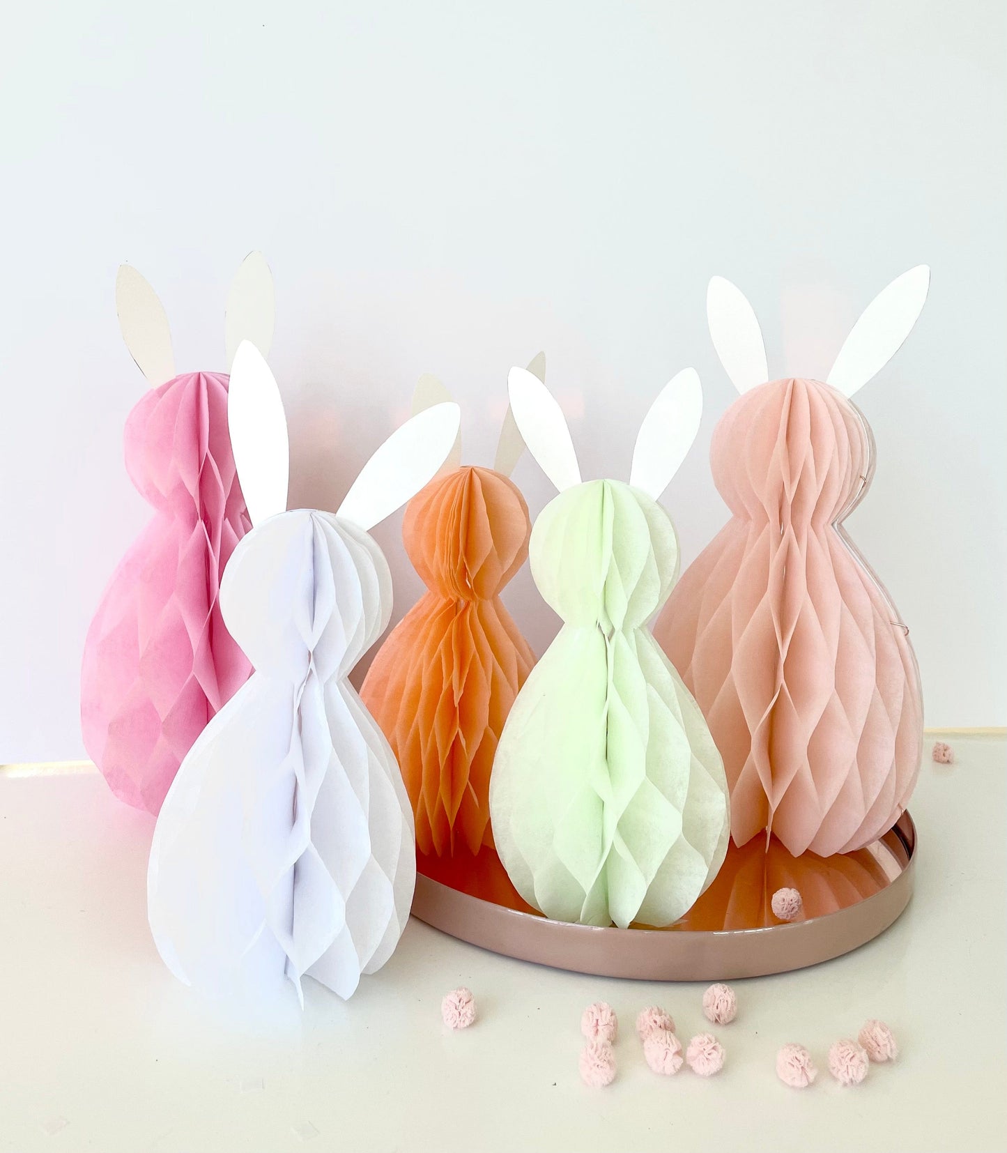 Paper honeycomb bunny set - Decopompoms