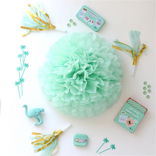 Mint tissue paper pom poms - Decopompoms