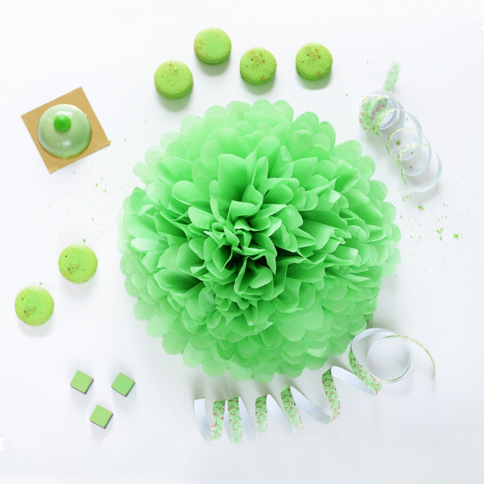 Apple green tissue paper pom pom - Decopompoms