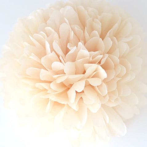 Beige tissue paper pom pom - Decopompoms