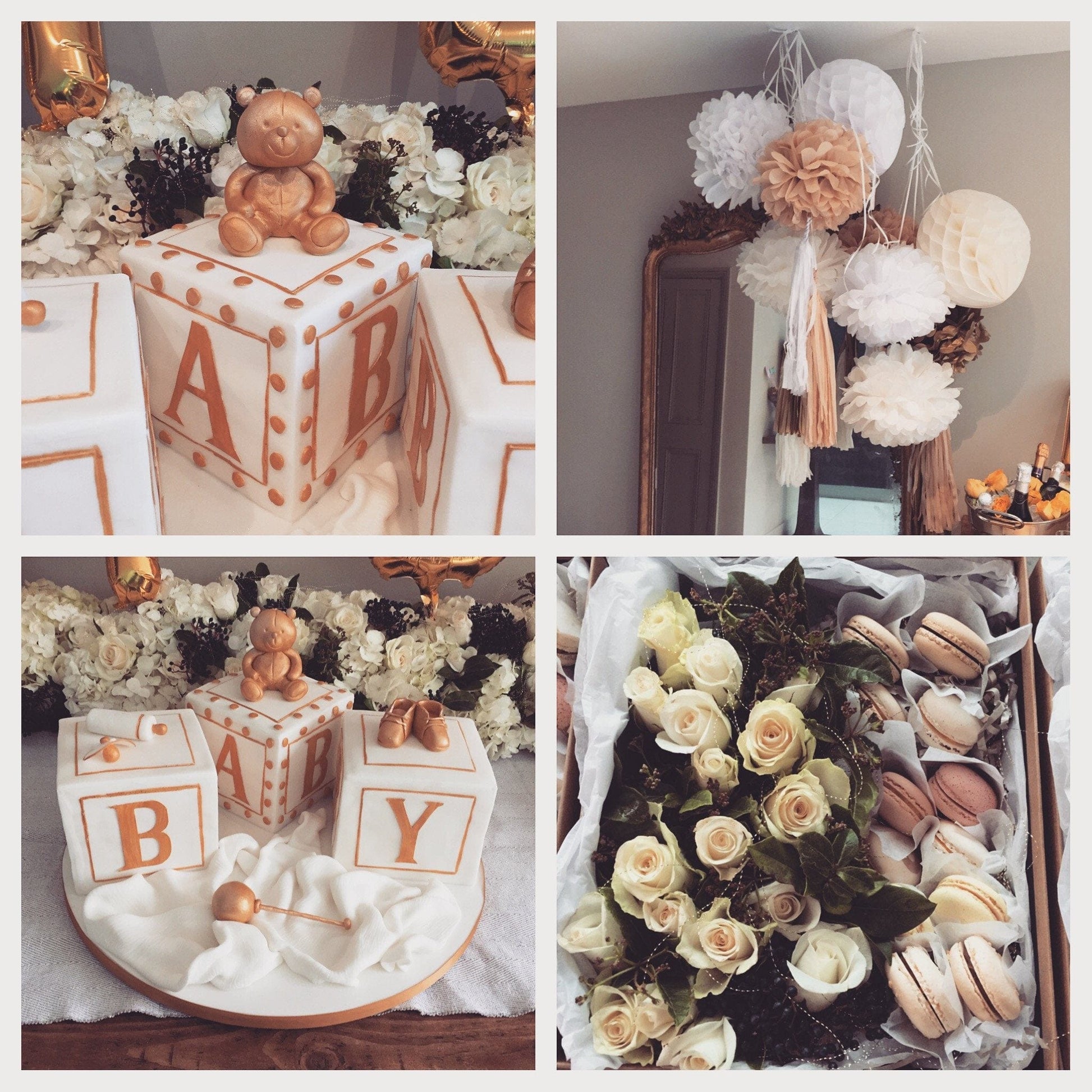Beige tissue paper pom pom - Decopompoms