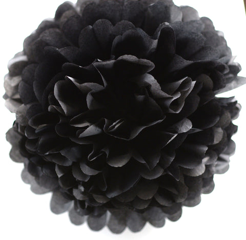 Black tissue paper pom pom - Decopompoms