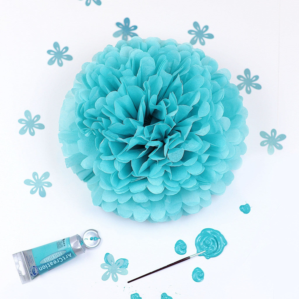 Carribean blue / Tifanny's blue tissue paper pom pom - Decopompoms