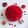 Cherry red tissue paper pom pom - Decopompoms