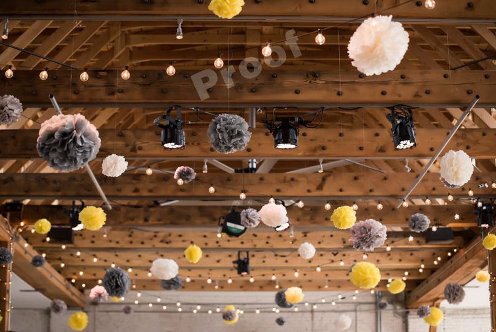 Dark grey tissue paper pom pom - Decopompoms