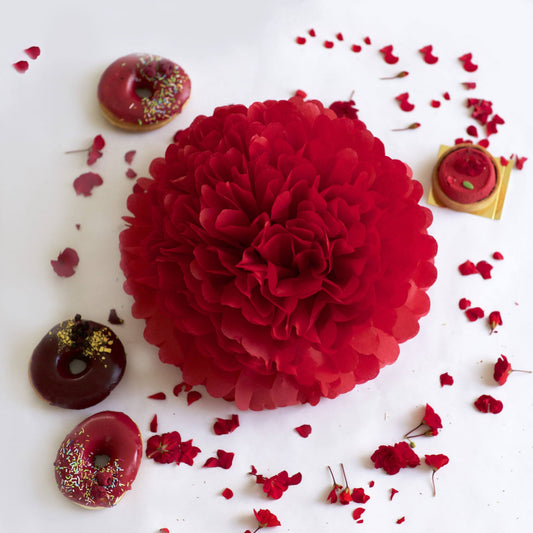 Deep red tissue paper pom pom - Decopompoms