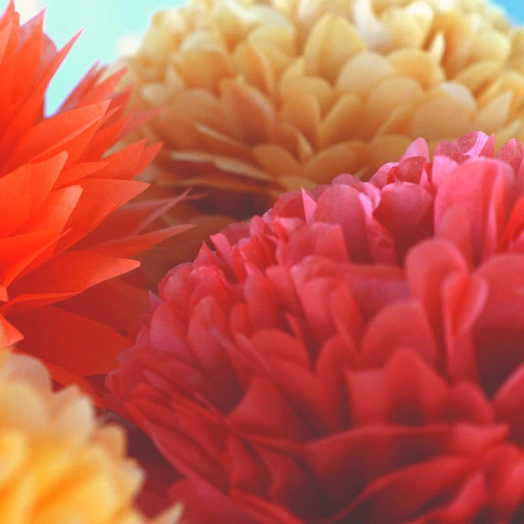 Deep red tissue paper pom pom - Decopompoms