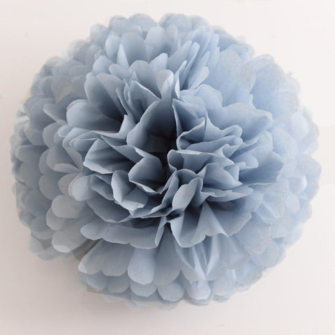 Dusty blue / antique blue tissue paper pom pom - Decopompoms