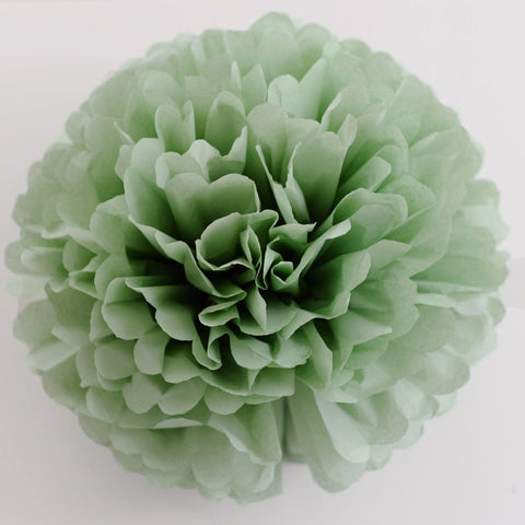 Dusty green / cedar green tissue paper pom pom - Decopompoms