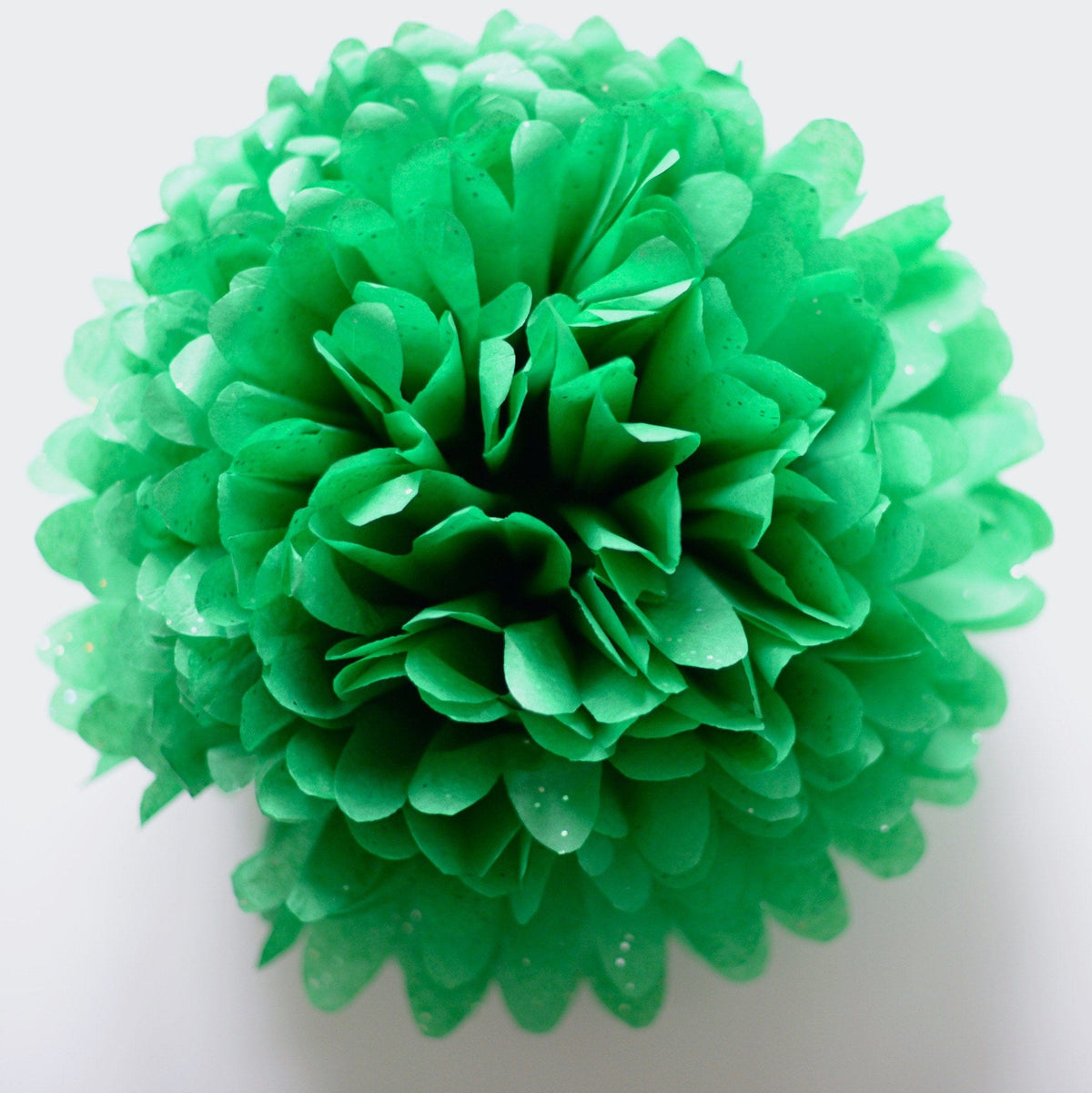 Emerald green with silver diamonds tissue paper pom poms - Decopompoms